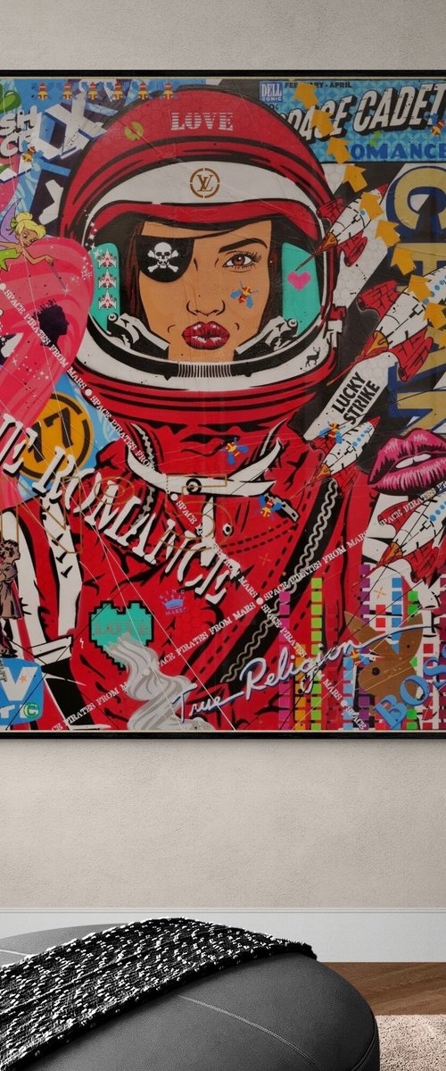 The Red Cadet 120cm x 150cm Textured Urban Pop Art by Franko