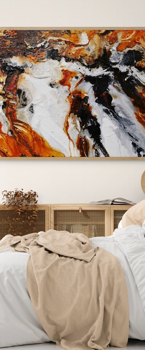 Granite and Rust 240cm x 100cm Brown Black White Textured Abstract Art by Franko