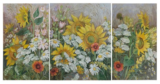 Sunflowers - Original oil painting (2019),framed