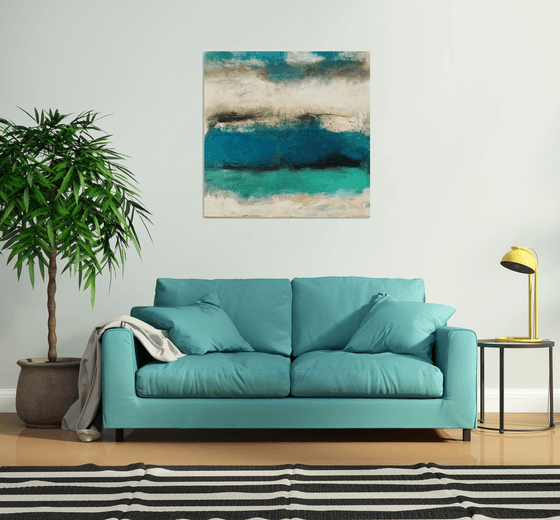 Landscape green, mint, blue, black, white, turquoise