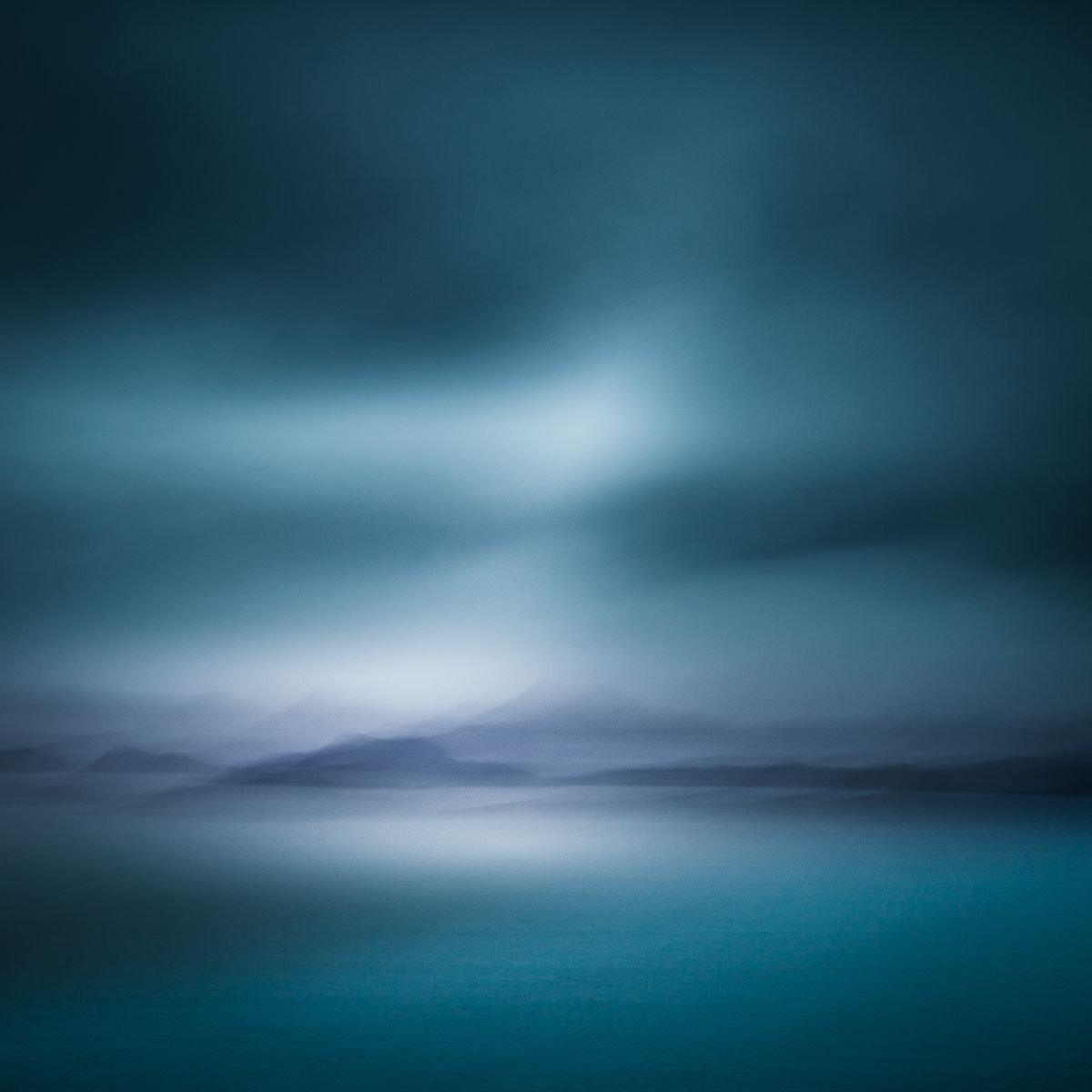 Island Dreams II, Relaxing Abstract landscape in Teal Blue, Isle of Skye by Lynne Douglas