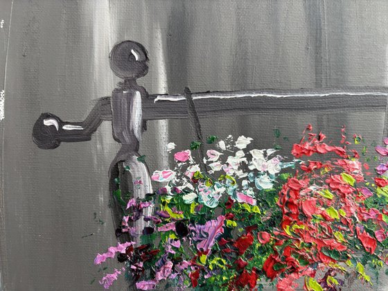 The flowers in the pot