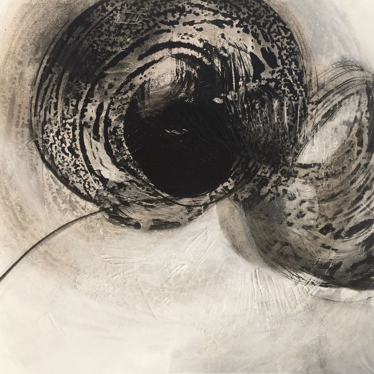 Organic Abstract Acrylic Painting By Natasha Dess, 12 X 12", Coexistence Pour L