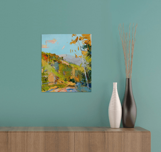 Mountains Painting Forest Original Oil on Canvas Fine Art Impressionism Painting
