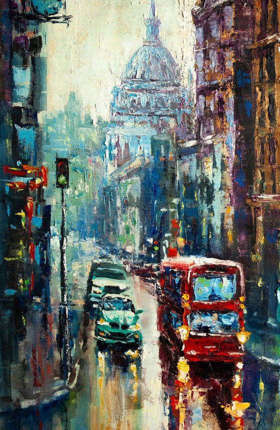 "Street after rain" London , cityscape