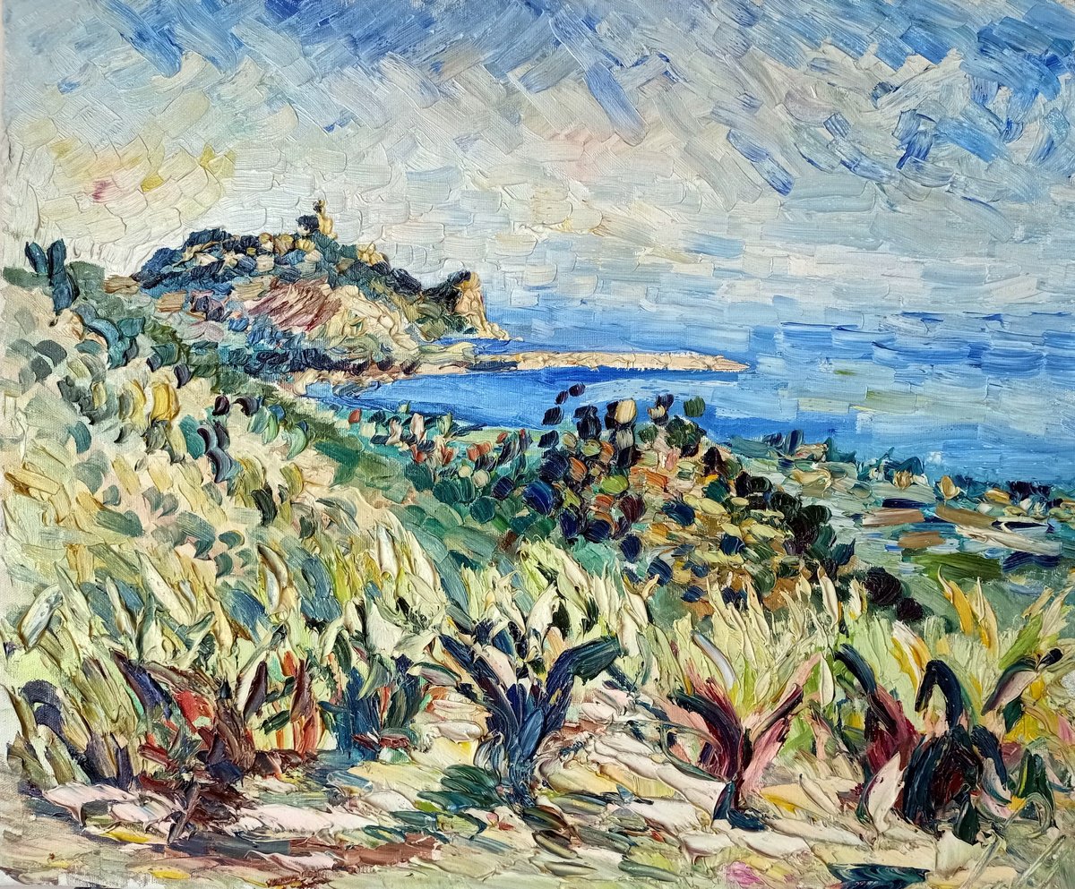 Impressionistic Landscape Oil Painting By Antonino Puliafico, 24 X 20, Promontorio, Original Artwork