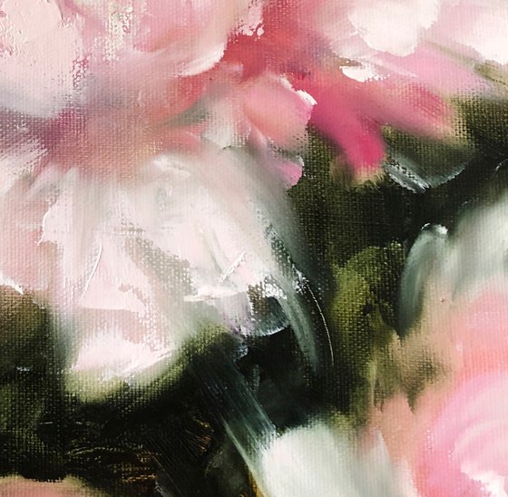 ROYAL PEONY - Large Flowers. Peony art. Peony Flowers. Bedroom. Gray wall. Blush. Abstract peony. Pink. Peony Bouquet.