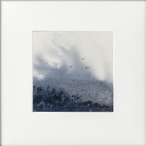 Monochrome - Misty Landscape with birds