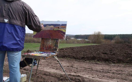 Potato planting in the village