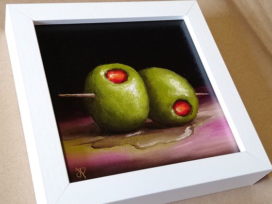 Two Olives  framed still life