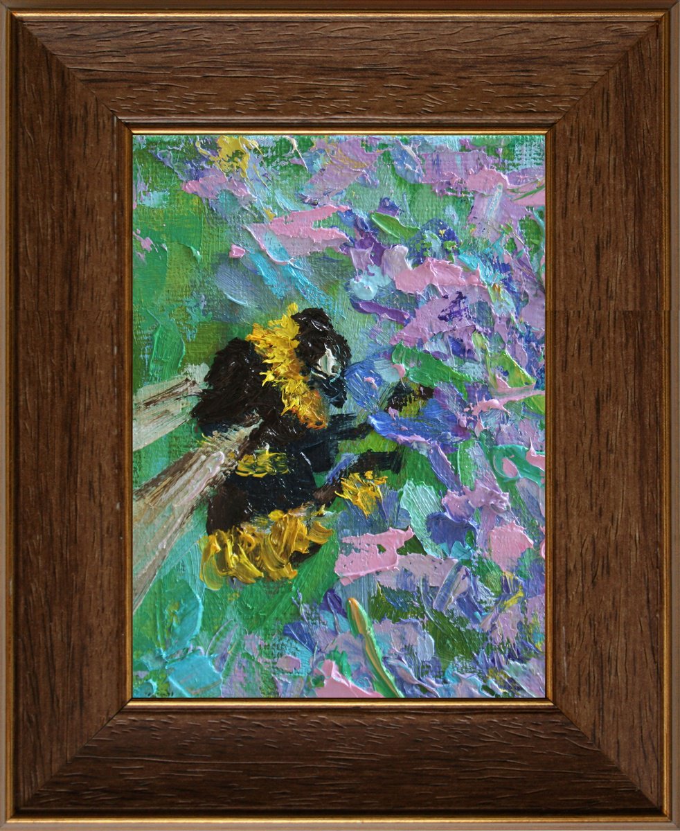 BUMBLEBEE 07... framed / FROM MY SERIES MINI PICTURE / ORIGINAL PAINTING by Salana Art