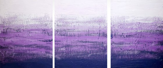 Purple Triptych 3 panel canvas wall abstract