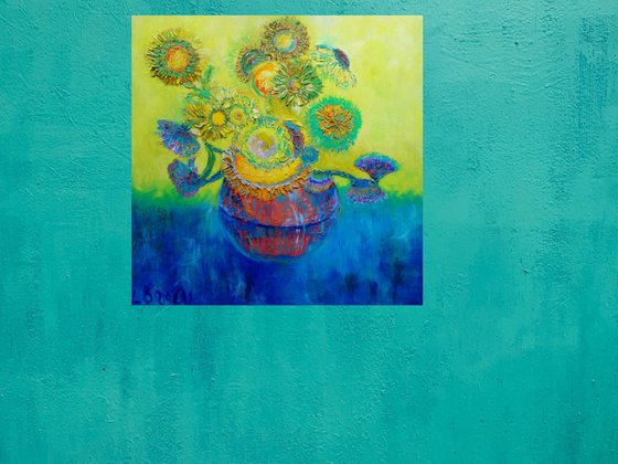 Sunflowers in Blue