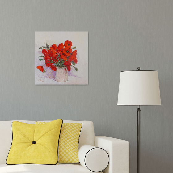 Wild Poppies on the White Background