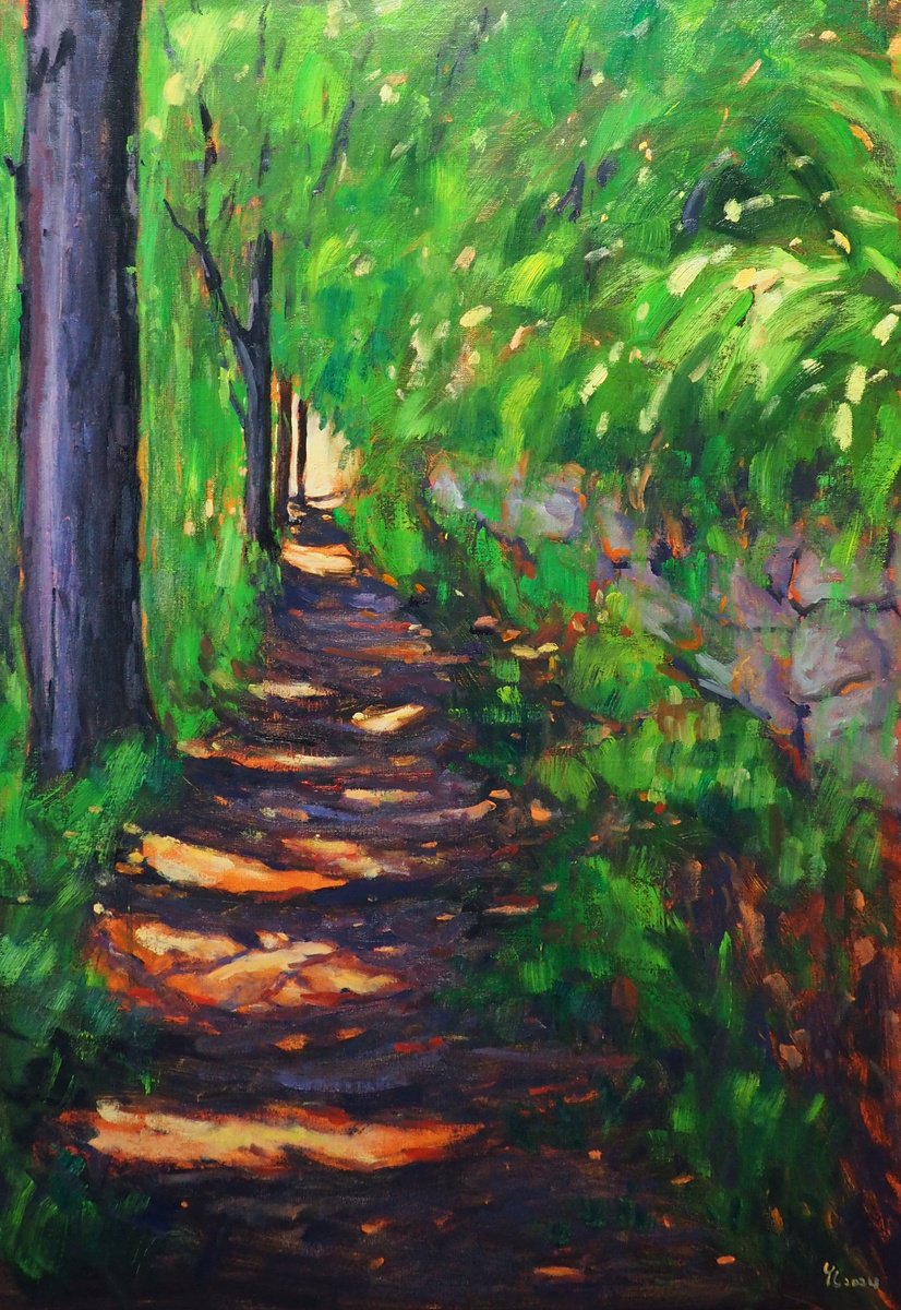 Impressionistic Landscape Oil Painting By Yuanyuan Liu, 28 X 39", Summer Landscape, Original Artwork