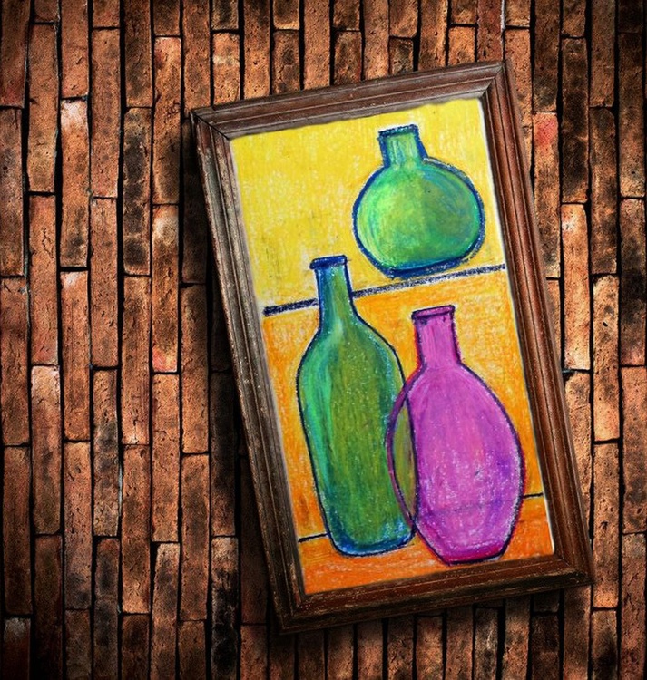 Wallpaper Bottles Still Life Oil Pastel Painting 11 5 X 5 Artfinder Desktop Wallpaper Free