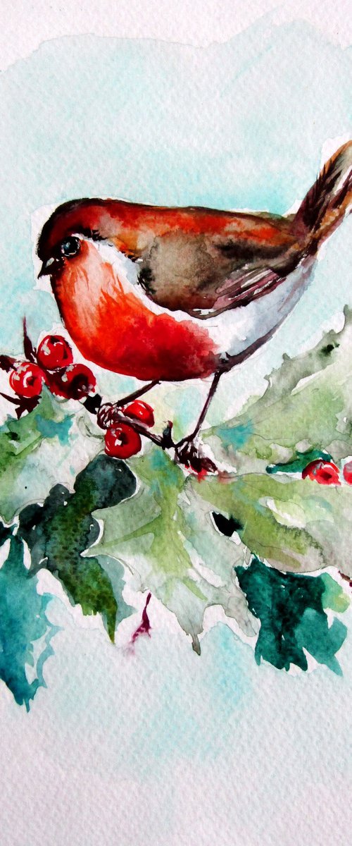 Robin on the tree by Kovács Anna Brigitta