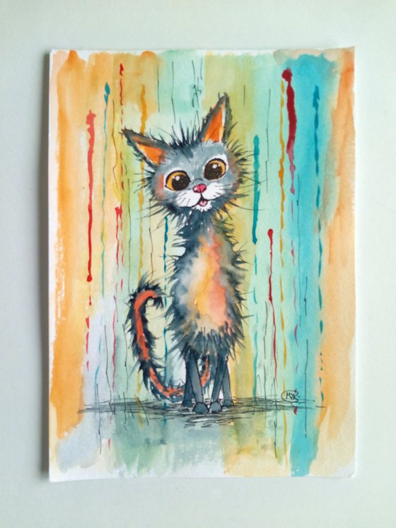 Kitty Cat in abstract colours