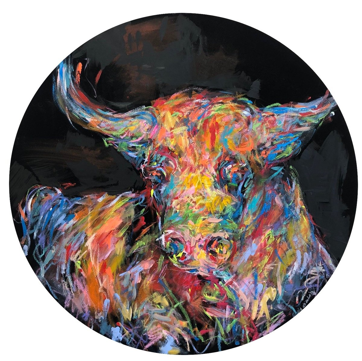 Expressive Animal Acrylic Painting By Nicole Leidenfrost, 28 X 28", Eduardo, Original Artwork