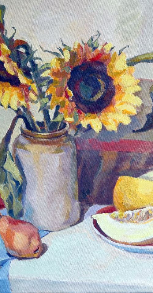 Sunflowers And Melon by Irina Ushakova