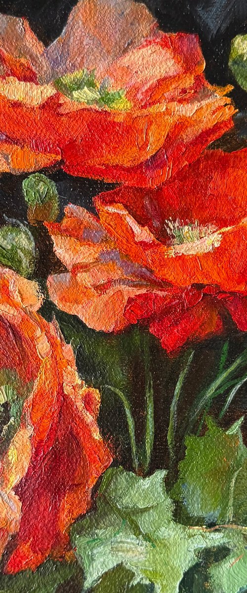 Poppies: Flame II (Right Panel) by Daria Yablon-Soloviova