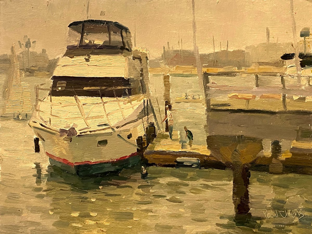 Impressionistic Landscape Oil Painting By Paul Cheng, 12 X 9", Balboa Island, Original Artwork