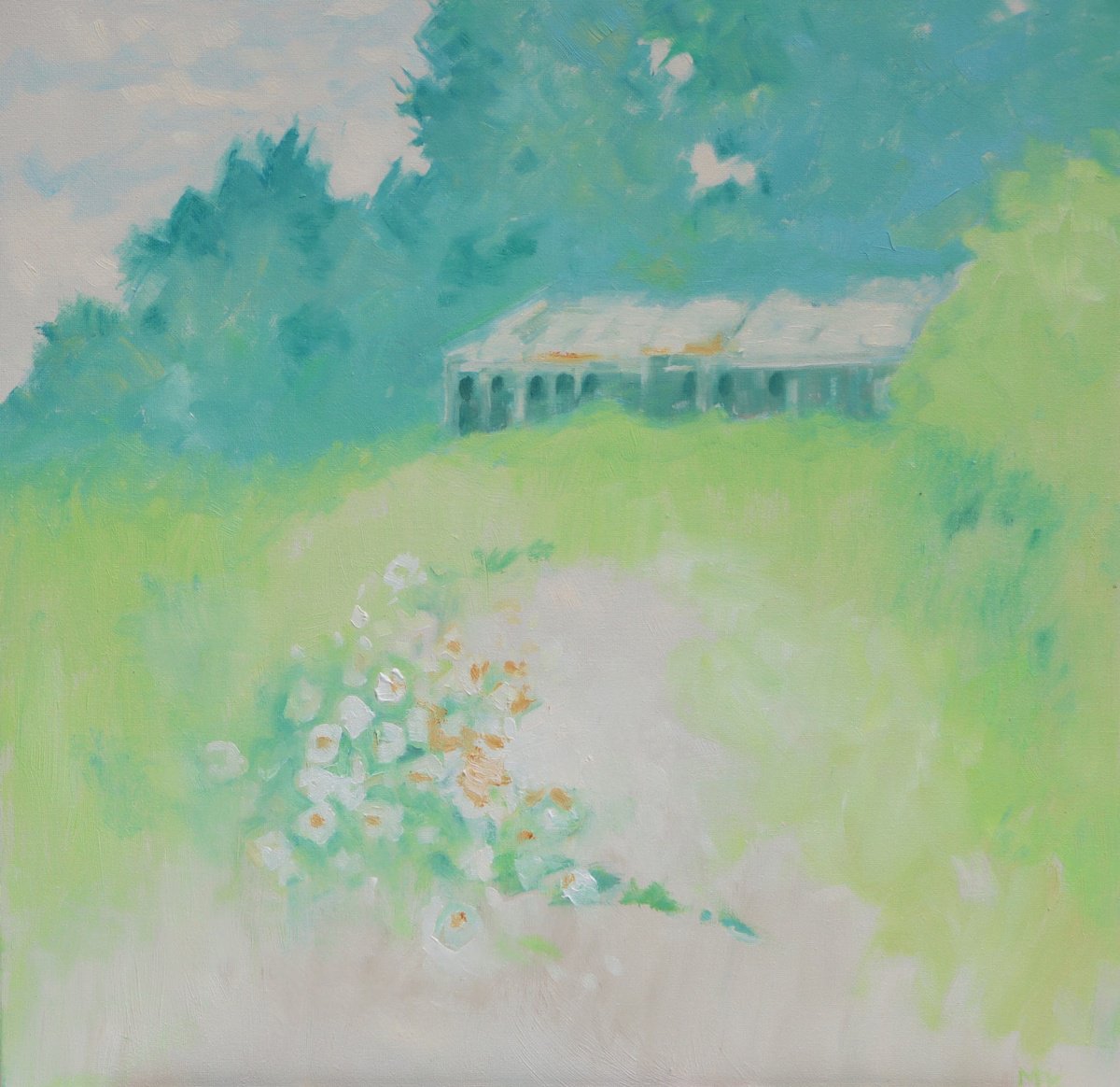 Quiet Garden By Mary Kemp, 16 X 16, Artwork For Sale On Artfinder