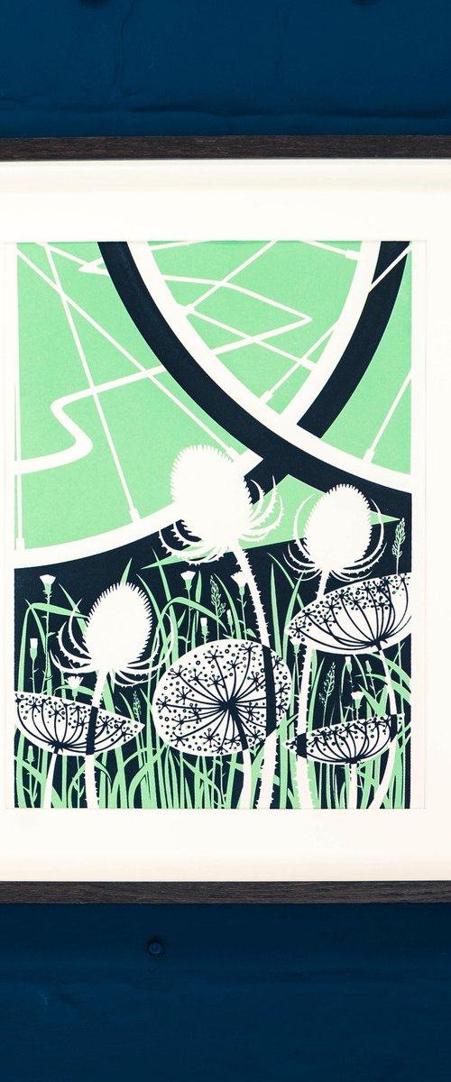 2 Brave Wheels, Bicycle with Flowers Poster Cycling Art Print by DoodleDuck Designs