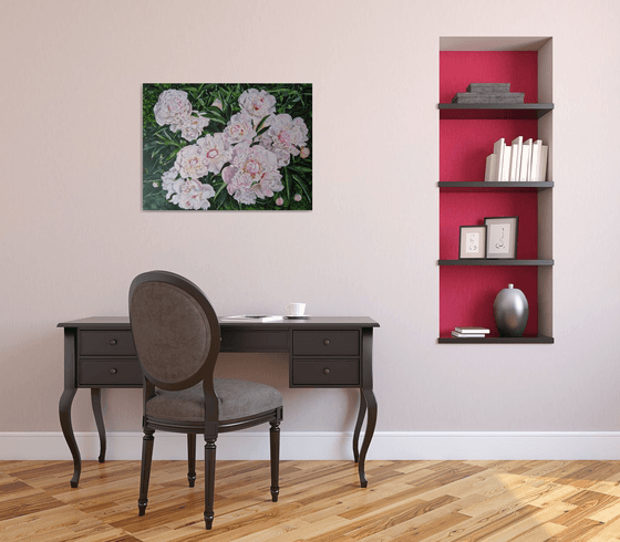 Sunlit Peony Summer Painting