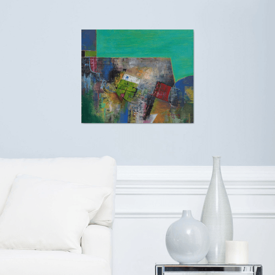 Abstract Painting, Landscape Sequence, Green Mint Oil Canvas Art