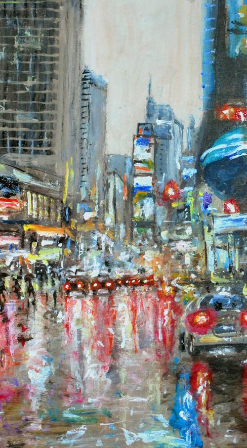 New York City streets in Rain 3, 16x12 in by Vishalandra Dakur