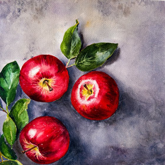 Red Apples on Cement v2