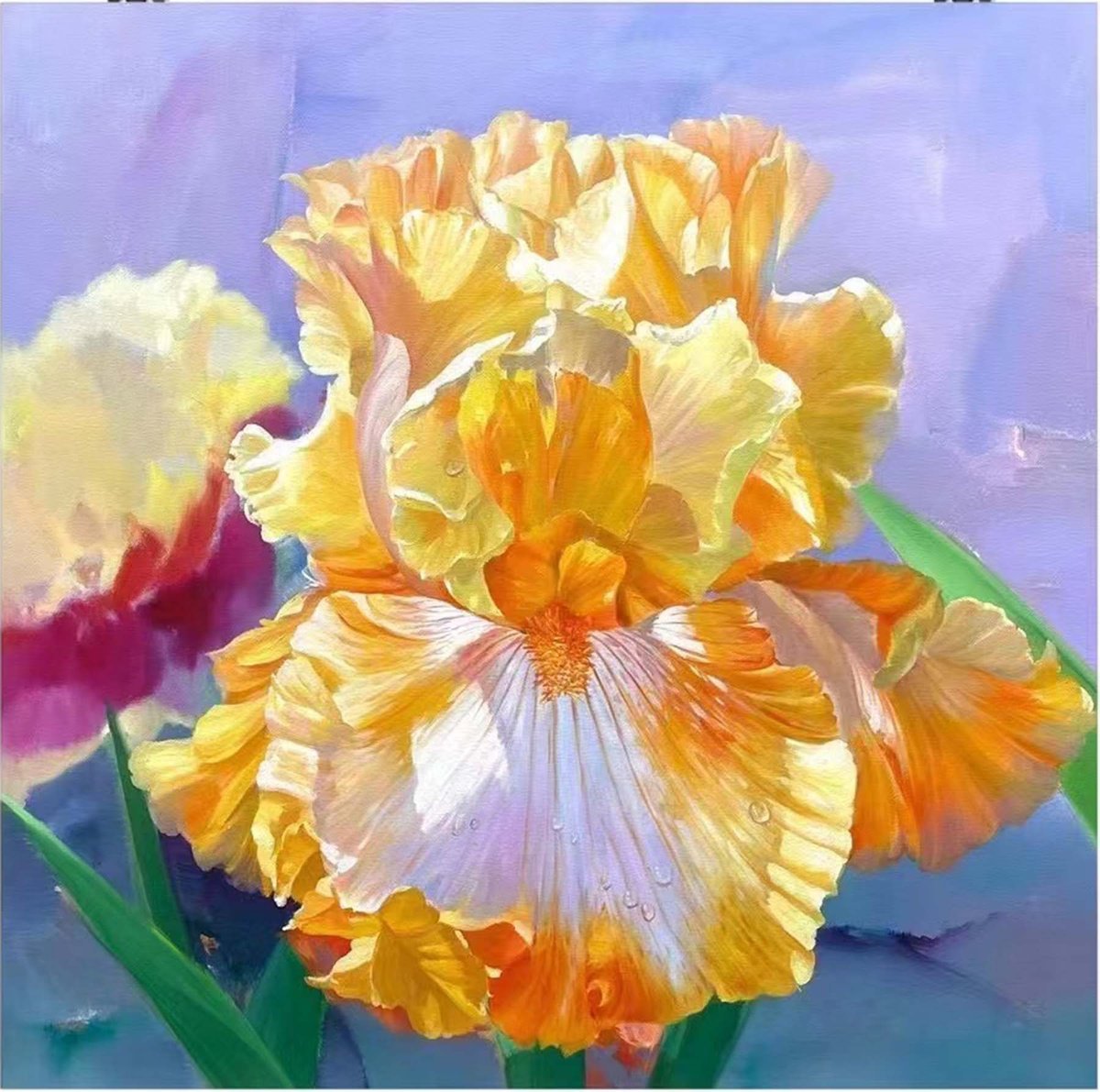 Realism floral painting:yellow flowers c139 by Kunlong Wang