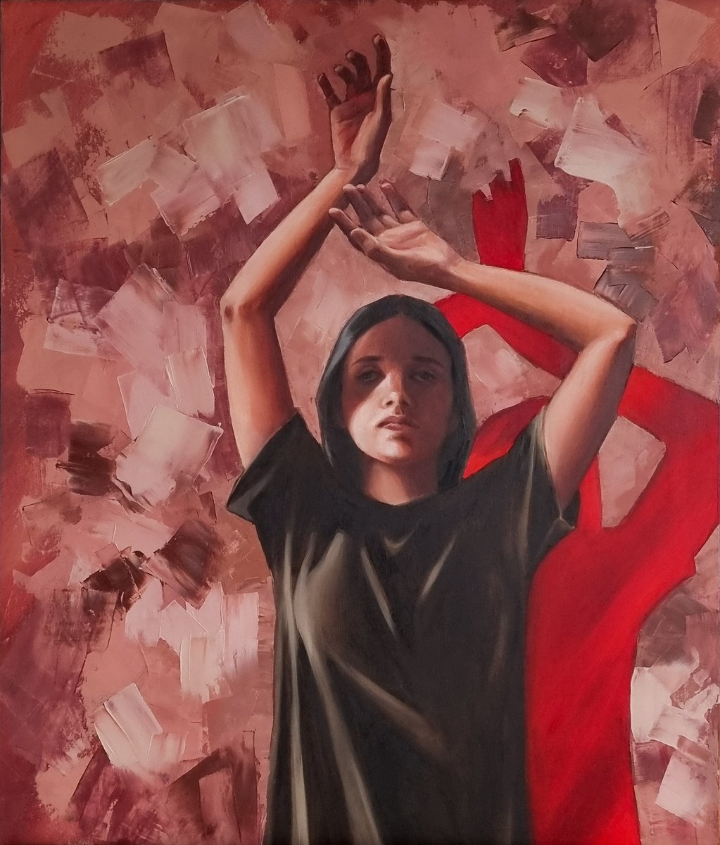 Expressive Portrait Oil Painting By Artmoods Tp, 20 X 24, The Follower, 7, Original Artwork