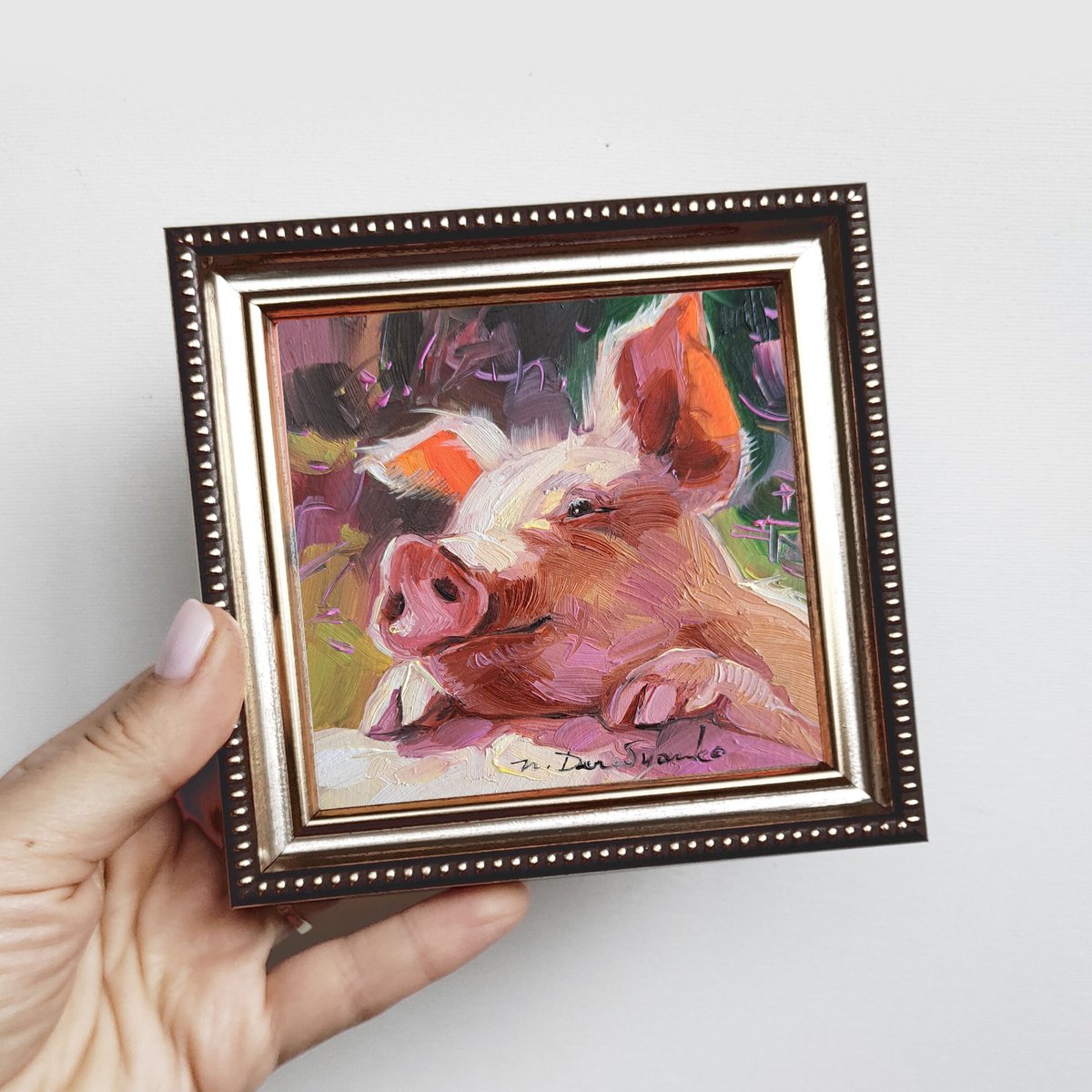 Pig painting by Nataly Derevyanko