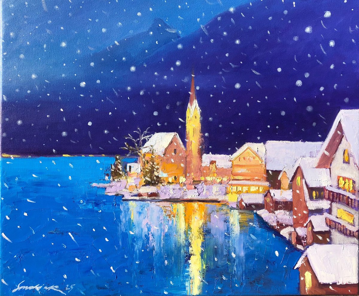 Winter In Hallstatt By Volodymyr Smoliak, 24 X 20, Artwork For Sale On Artfinder