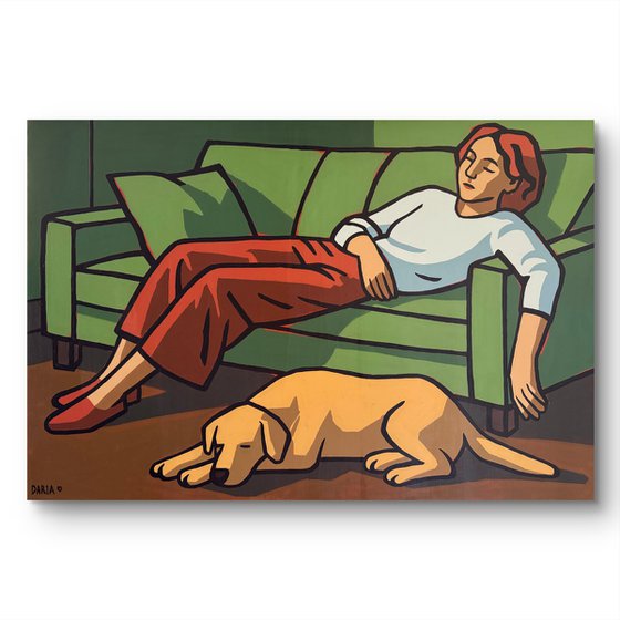 Woman and Dog After Work