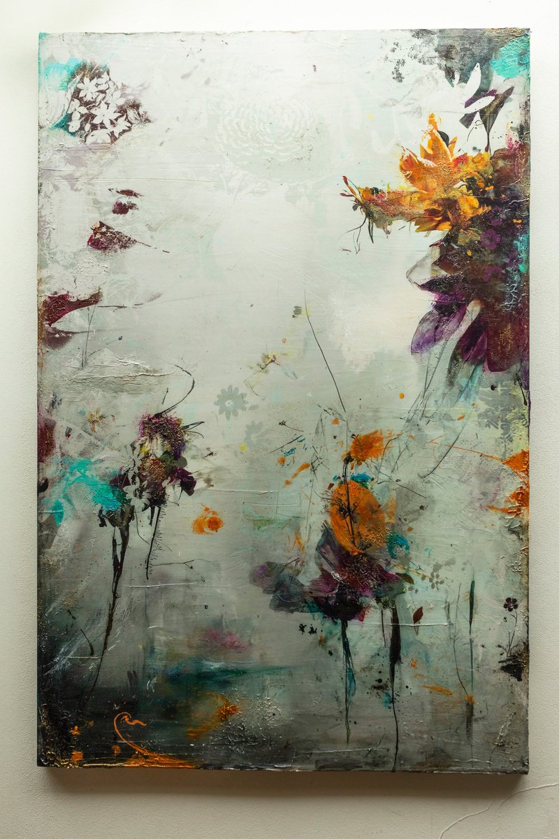 Botanical Painting By Teis Albers, 31 X 47", A Certain Romance, Original Artwork