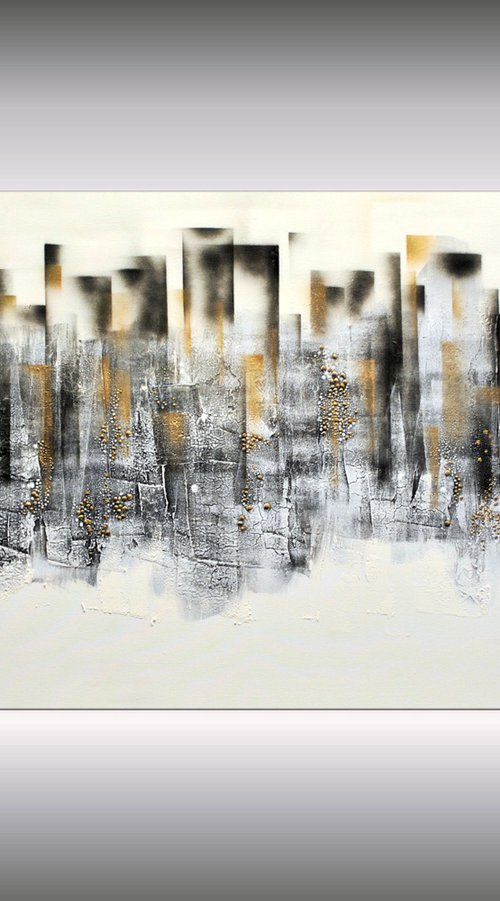Golden Skyline  - Abstract Art - Acrylic Painting - Canvas Art - Abstract Painting - Industrial Art - Statement Painting by Edelgard Schroer
