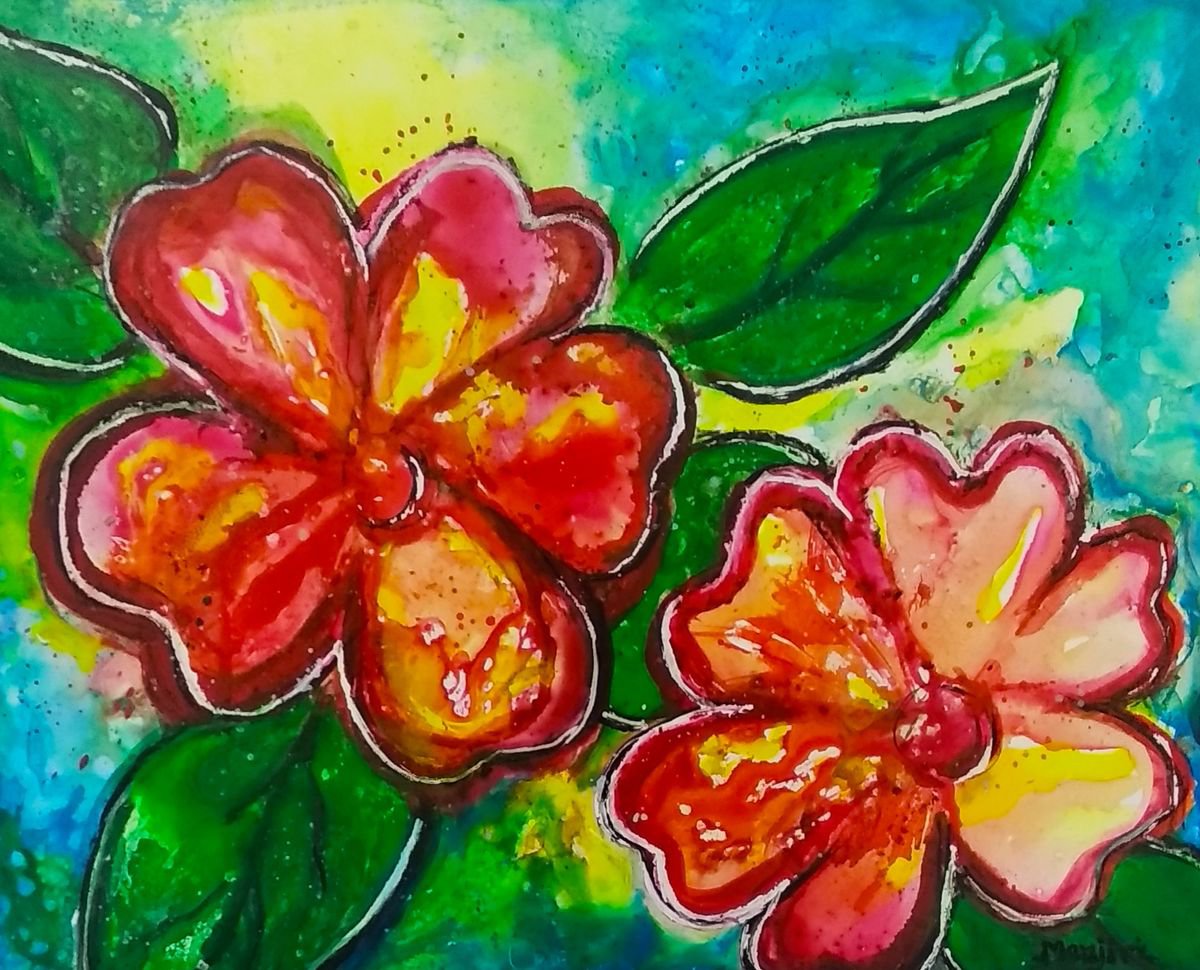 Flower Power- Vibrant colorful painting by Manjiri Kanvinde