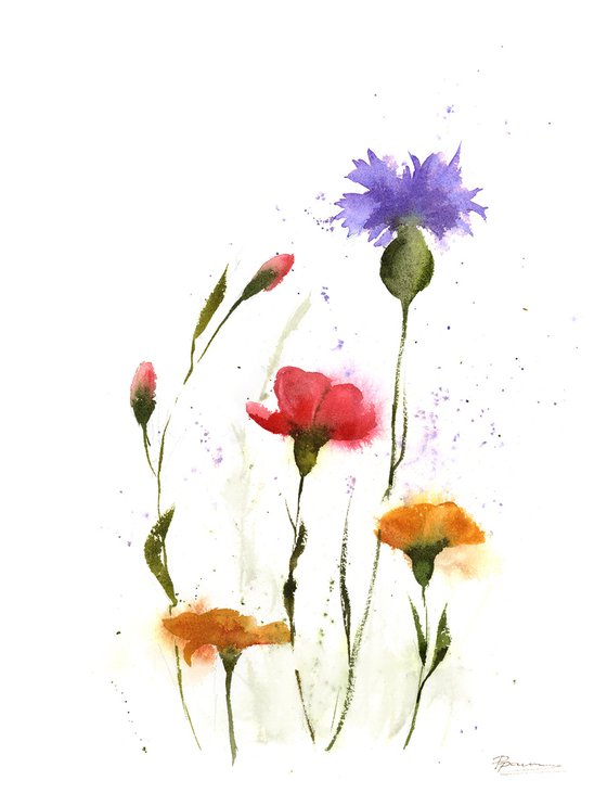 Set Of 2 Wildflower Paintings