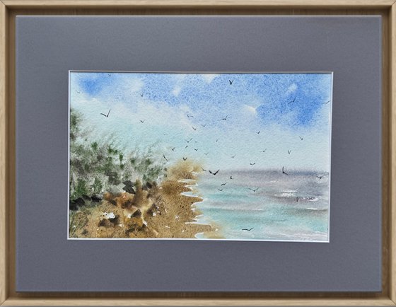 Etude Seascape with seagulls