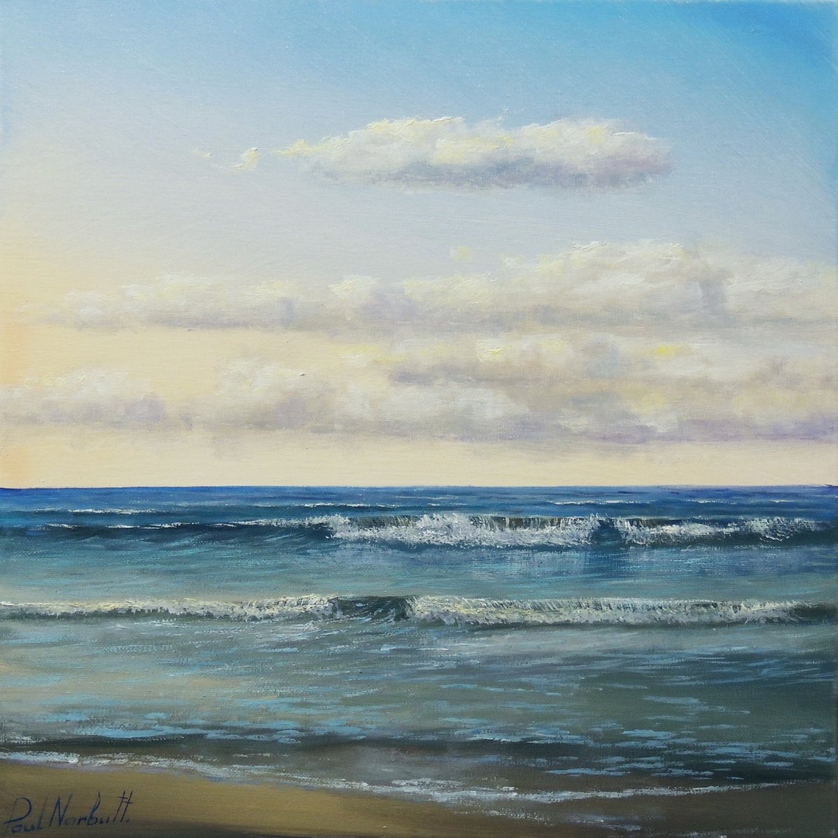 Impressionistic Landscape Oil Painting By Paul Narbutt, 16 X 16", Where The Clouds Rest, Original Artwork