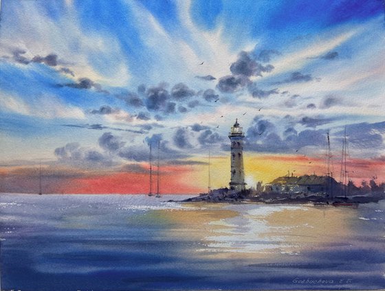 Sunset on the sea  Lighthouse #5