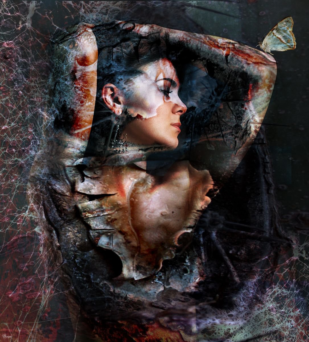 Illustrative Portrait Photograph By Bojan Jevtic, 39 X 43, Madama Butterfly, Original Artwork