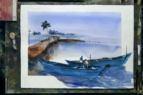 Deep down into backwaters blue