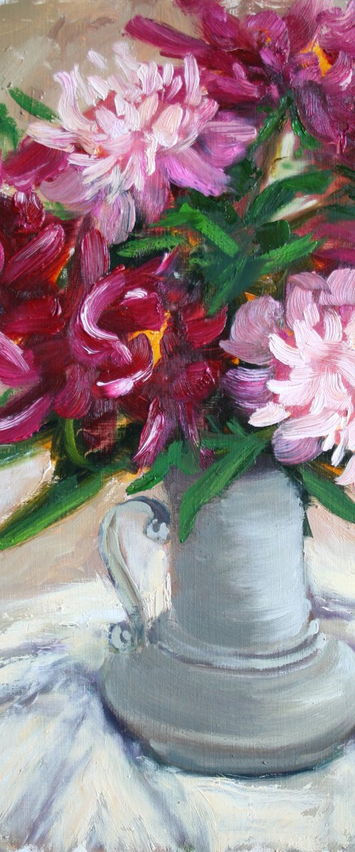 Peonies in Vase II /  ORIGINAL PAINTING by Salana Art