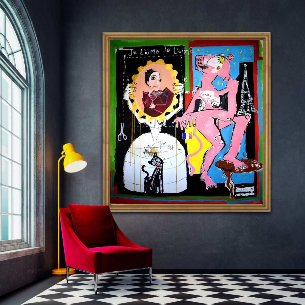 Abstract Portrait Acrylic Painting By Dimitris Pavlopoulos, 59 X 67, Je L