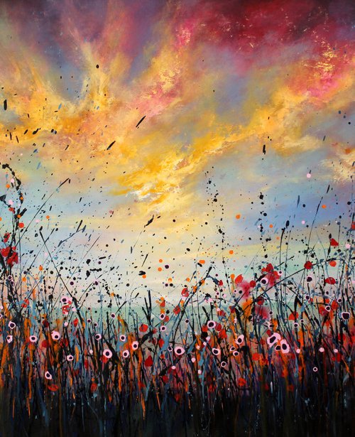 In The Fullness Of Time   - Super sized original abstract floral landscape by Cecilia Frigati