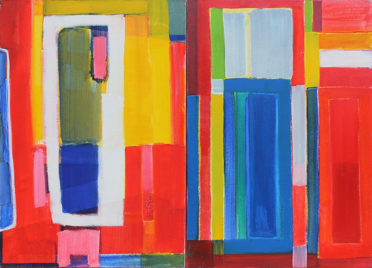 Geometric Oil Painting , Early Spring, Warm Weather By Sergiy Dekalyuk, 28 X 20, Artwork For Sale On Artfinder
